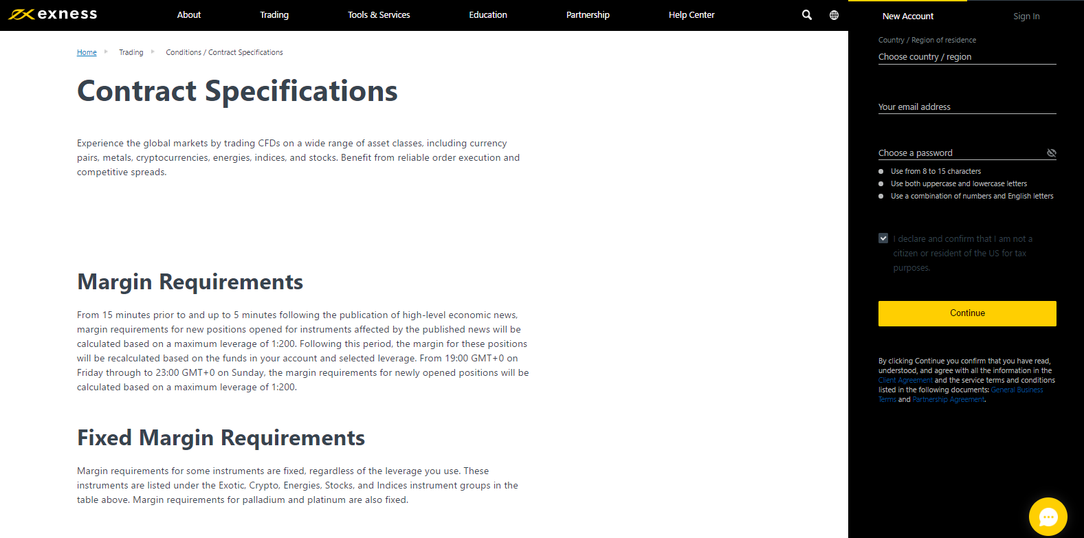 Exness Review contract specifications Exness Review contract specifications